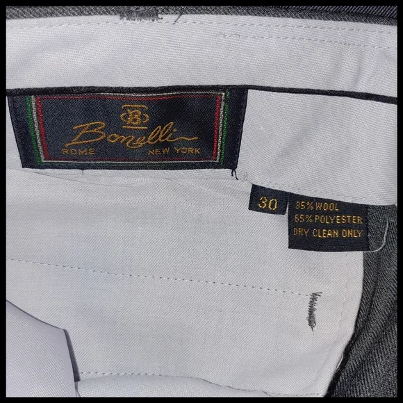 New Unhemmed Gray Bonelli Dress Pants, 30 - Picture 6 of 6